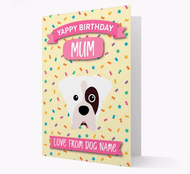 Personalised Card 'Yappy Birthday Mum' with {breedCommonName} Icon